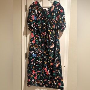 Target A New Day Silky Feel Short Sleeve Black Floral Midi Dress Women’s 1X